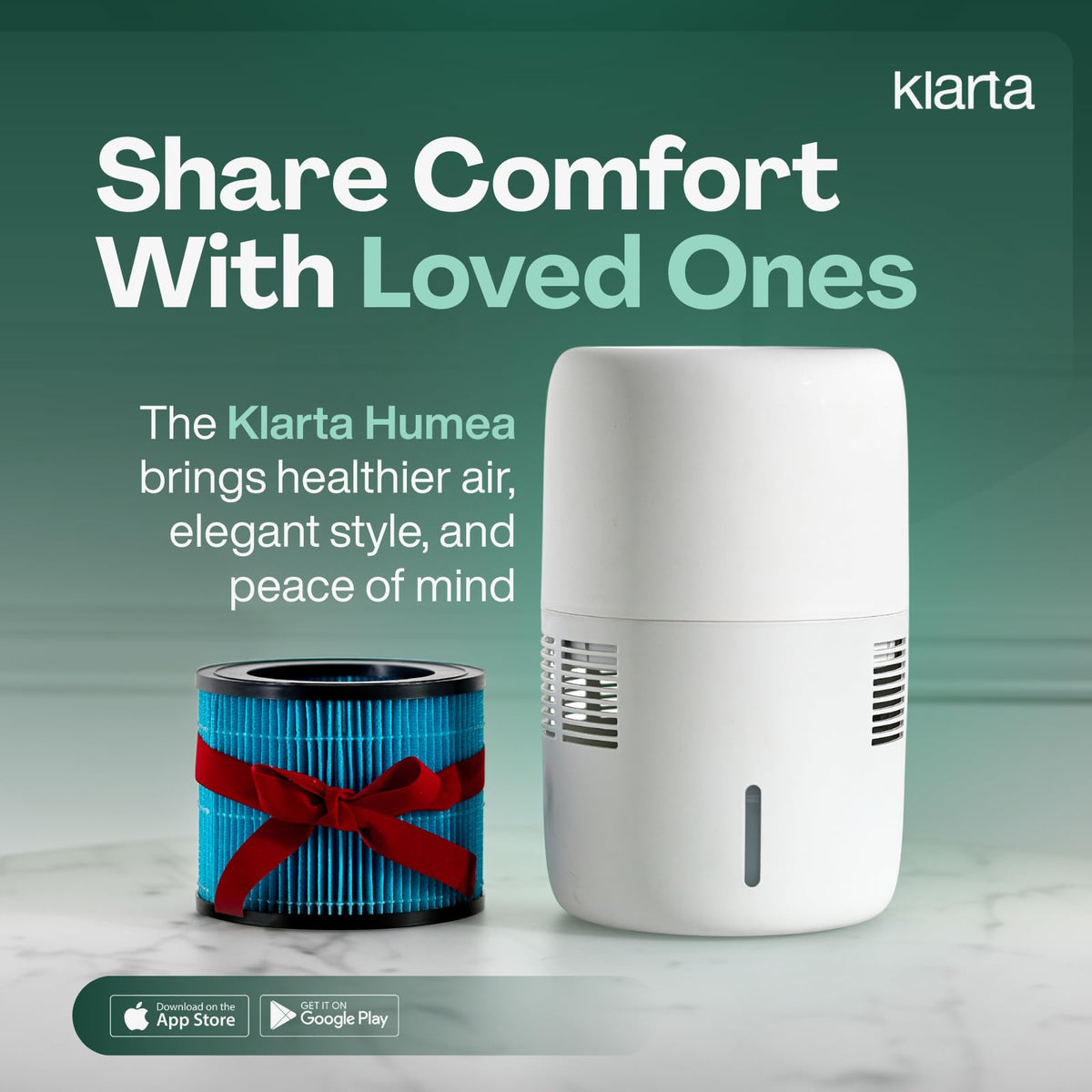 Smart Evaporative Humidifiers for Bedroom with App Control & 3L Tank – Mist-Free, No White Dust – Quiet Operation for Better Sleep – Beige Humidifier Klarta Humea