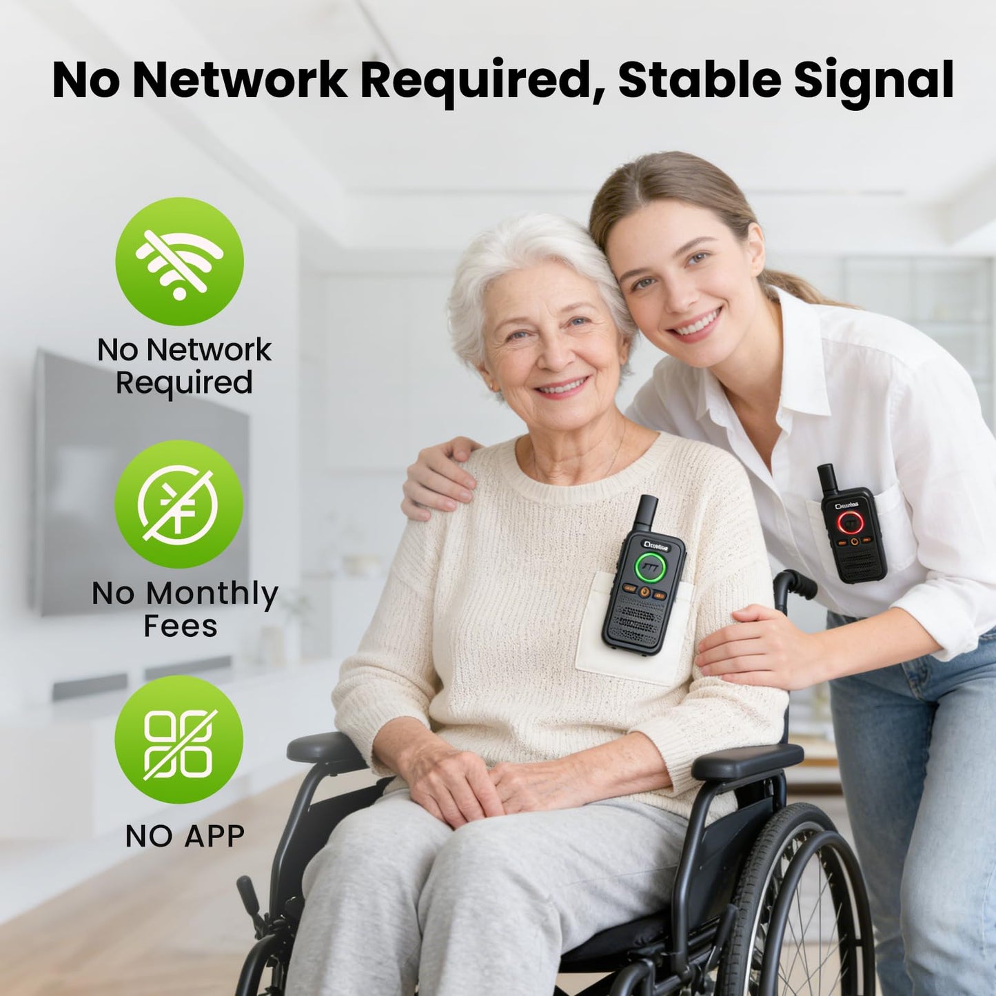 ChunHee Wireless Intercom System, 2 Way Voice Intercom for Home, 1.5-Mile Long Range, 16 Channels Portable Intercom with VOX & SOS Alarm, Easy Install Intercom for Elderly, Business & Basement