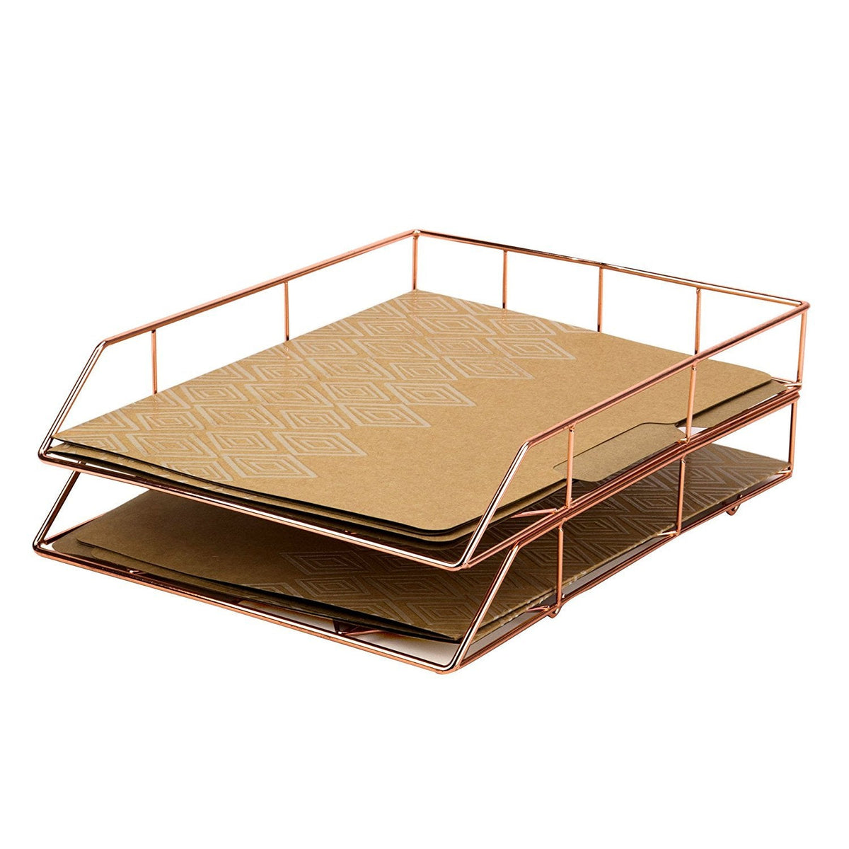 U Brands Desktop Letter Tray, Rose Gold Wire Metal - 855U03-12