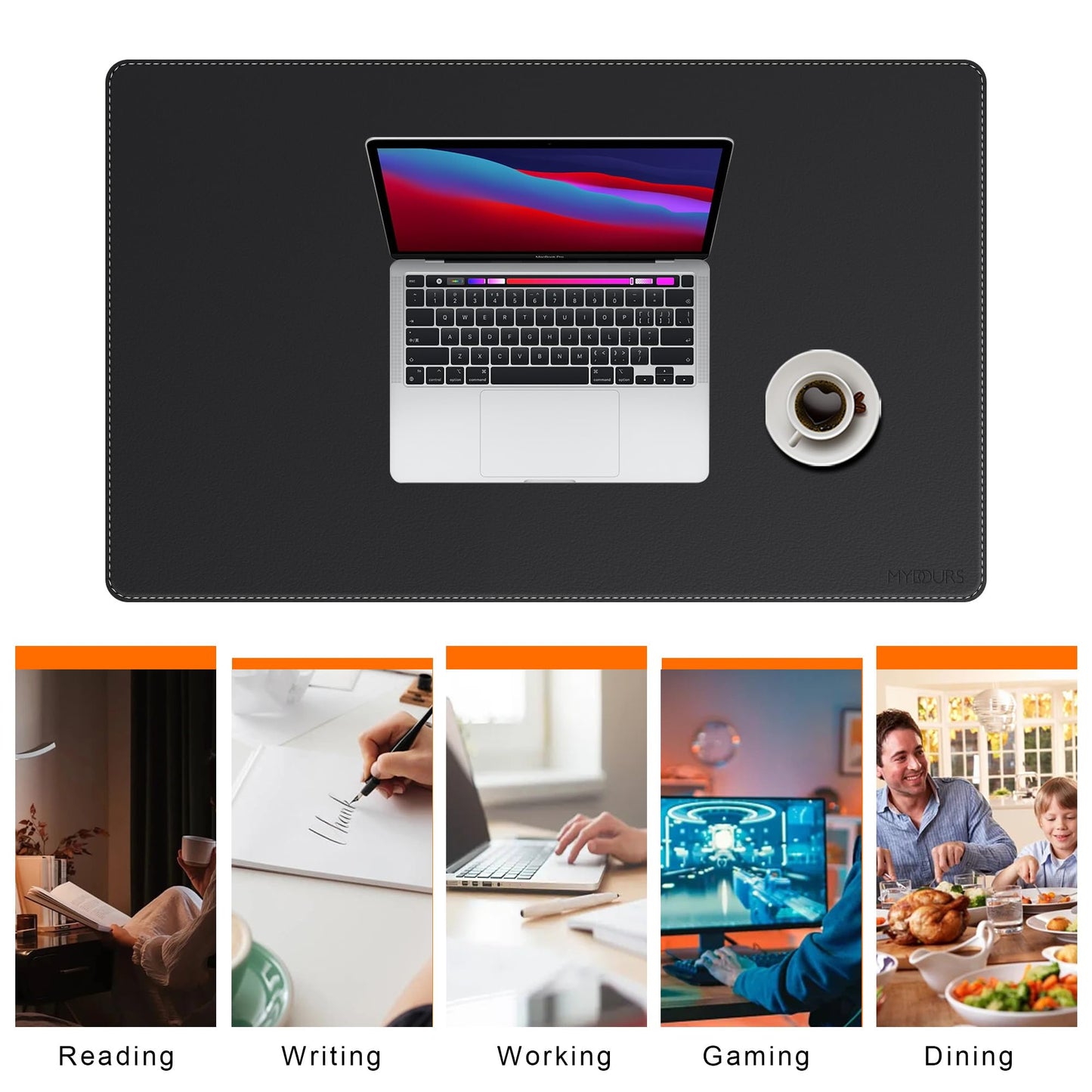 Mydours Dual-Sided PU Leather Desk Mat 31.5"x19.7" - Extra Large Cork Backing Mouse Pad for Office & Home, Premium Writing Surface, Waterproof Computer Desk Pad Protector for Laptop and Keyboard