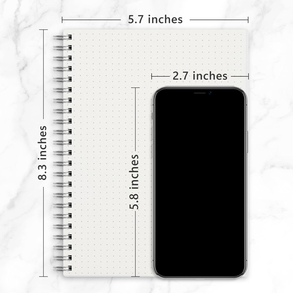 RETTACY Dotted Journal Notebook, 3-Pack, 160 Pages per Pack, A5 Medium Size (5.7'' × 8.3''), 100 GSM Thick Paper, Spiral-bound, Flexible Plastic Cover, for Journaling, Planning, Tracking