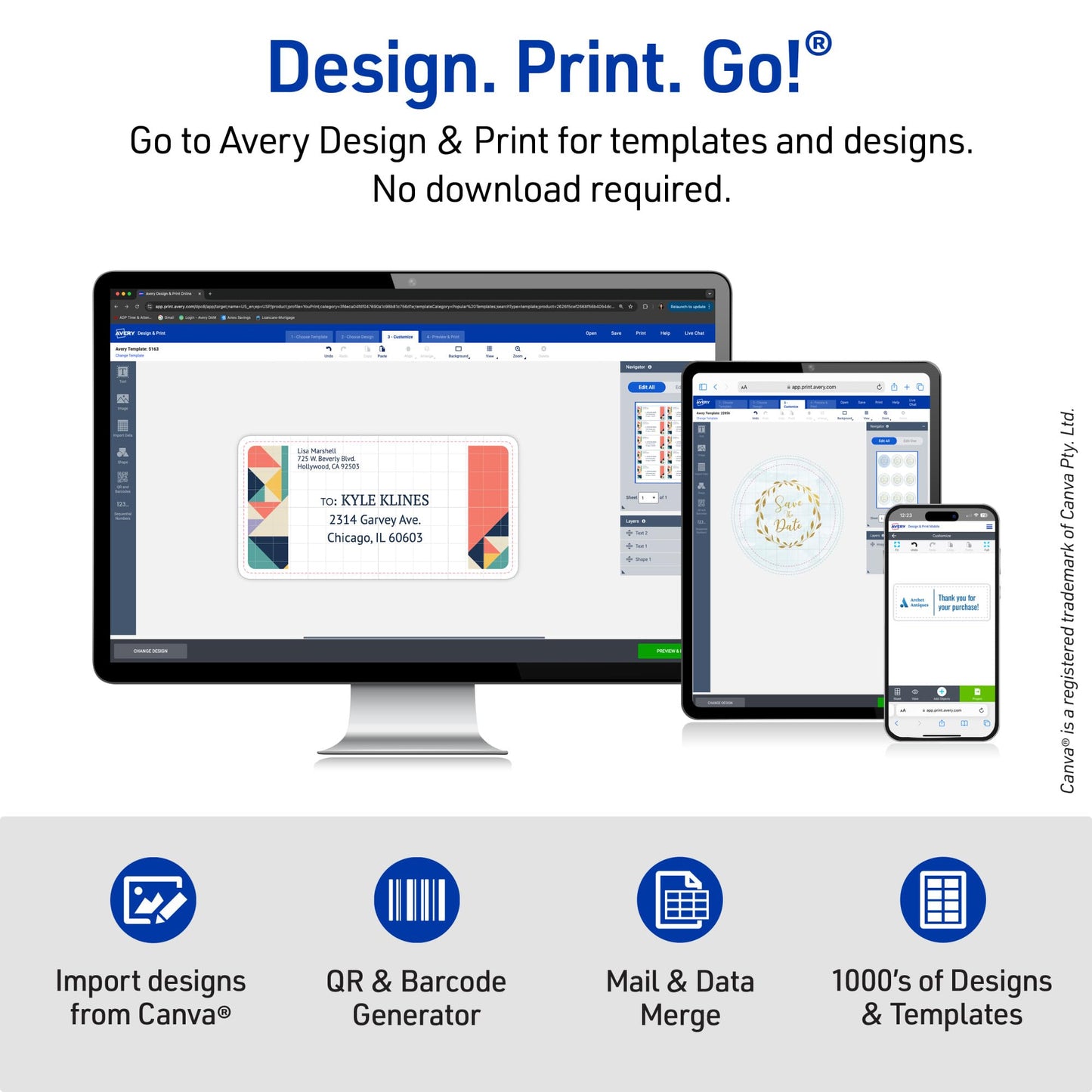 Avery Full-Sheet Printable Shipping Labels, 8.5" x 11" Customizable Stickers, White, 100 Blank Mailing Labels, Great for Mailing, Shipping, Organizing, and More (5165)