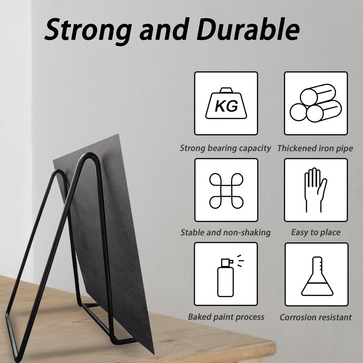 SEUNGCH 10 Pcs Plate Stands for Display,8 Inch Plate Holder Display Stand, Metal Frame Bracket for Book, Picture, Decorative Plate, Photo, and Platter, Desktop Display Shelf, Tabletop Art