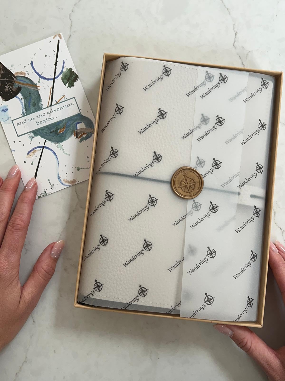 WANDERINGS A5 Travelers Notebook with Pockets, Oat Colour - Genuine Leather Journal, 6"x8.5"/15cmx22cm. Refillable Travel Journal Rugged Enough to Capture All Life's Adventures. 120 GSM Blank Inserts
