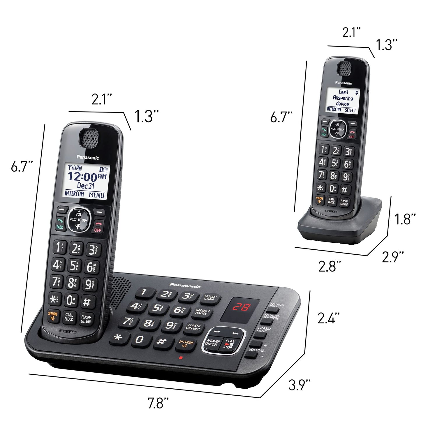 Panasonic DECT 6.0 Expandable System, Cordless Phones With Answering Machine and Call Blocking - 5 Cordless Phones 5 Handsets - KX-TGE645M (Metallic Black)