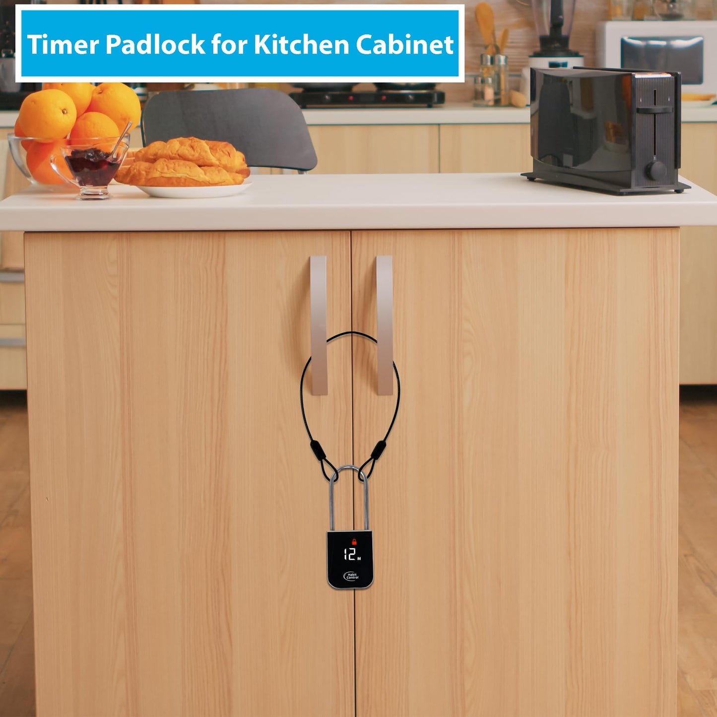 Habit Control Metal Timer Lock - Smart Padlock for Kitchen Cabinets, Timed Out Keyless Pad Lock, Electronic Time Locking Lock for Cell Phones, Snack, Liquor, Game Consoles & Other Unwanted Temptations