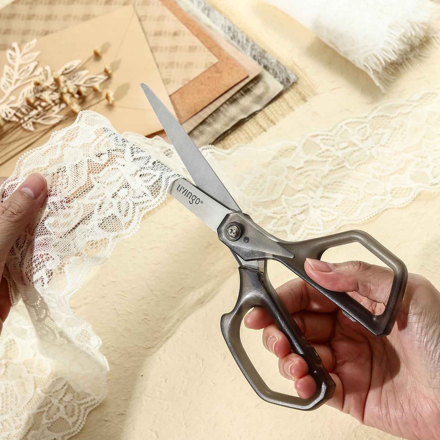 LIVINGO Scissors All Purpose for Office - 3 Pack 8 Inch Sharp Stainless Steel Heavy Duty Fabric Paper Cutting Shears for Crafts, Sewing School Home Use