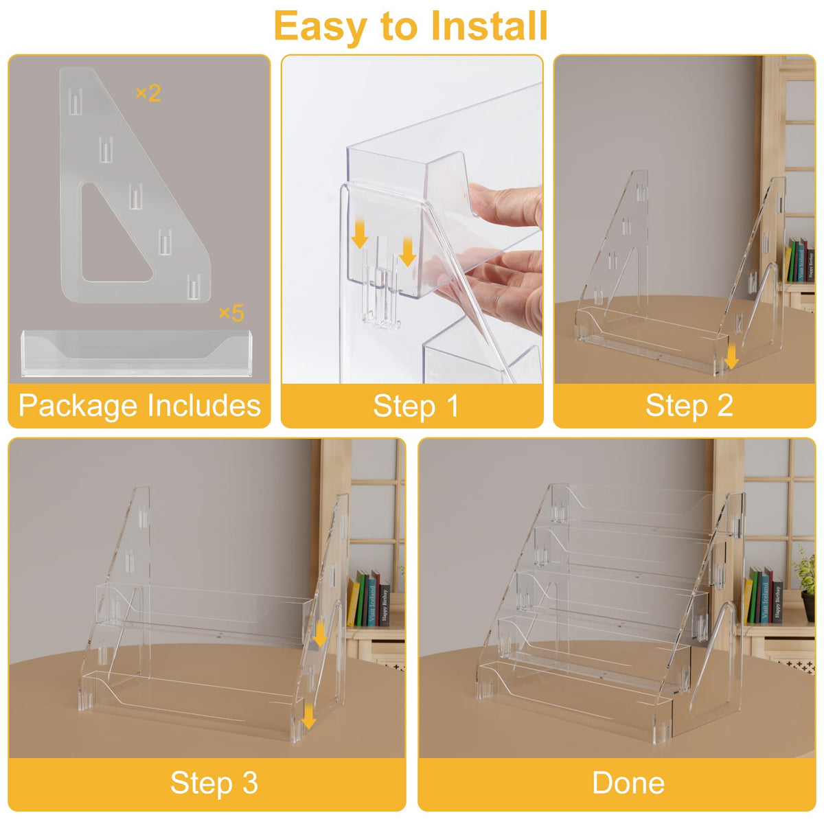 2 Pack Trading Card Display Stand, Greeting Card Display Stand, Cards Stands for Sports Baseball Graded Psa Slab Cards Displays Stands, Bookmark Postcard Sticker Holder Displays Standed Shelf, 5 Tier