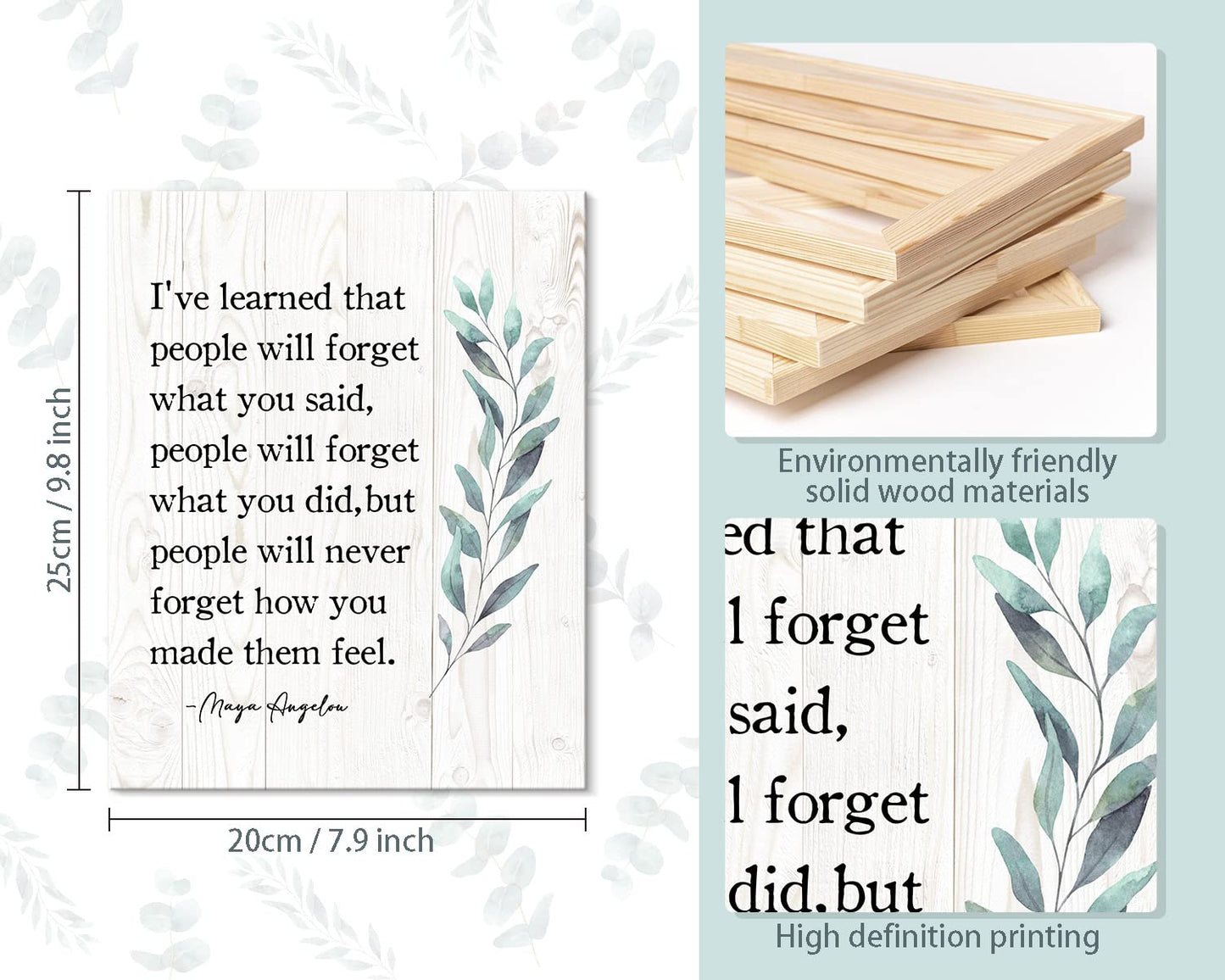 ARTINME Maya Angelou Quotes Motivational Wall Art for Office - Framed Encouragement Gifts - Inspirational Decor for Home 8x10 Inch