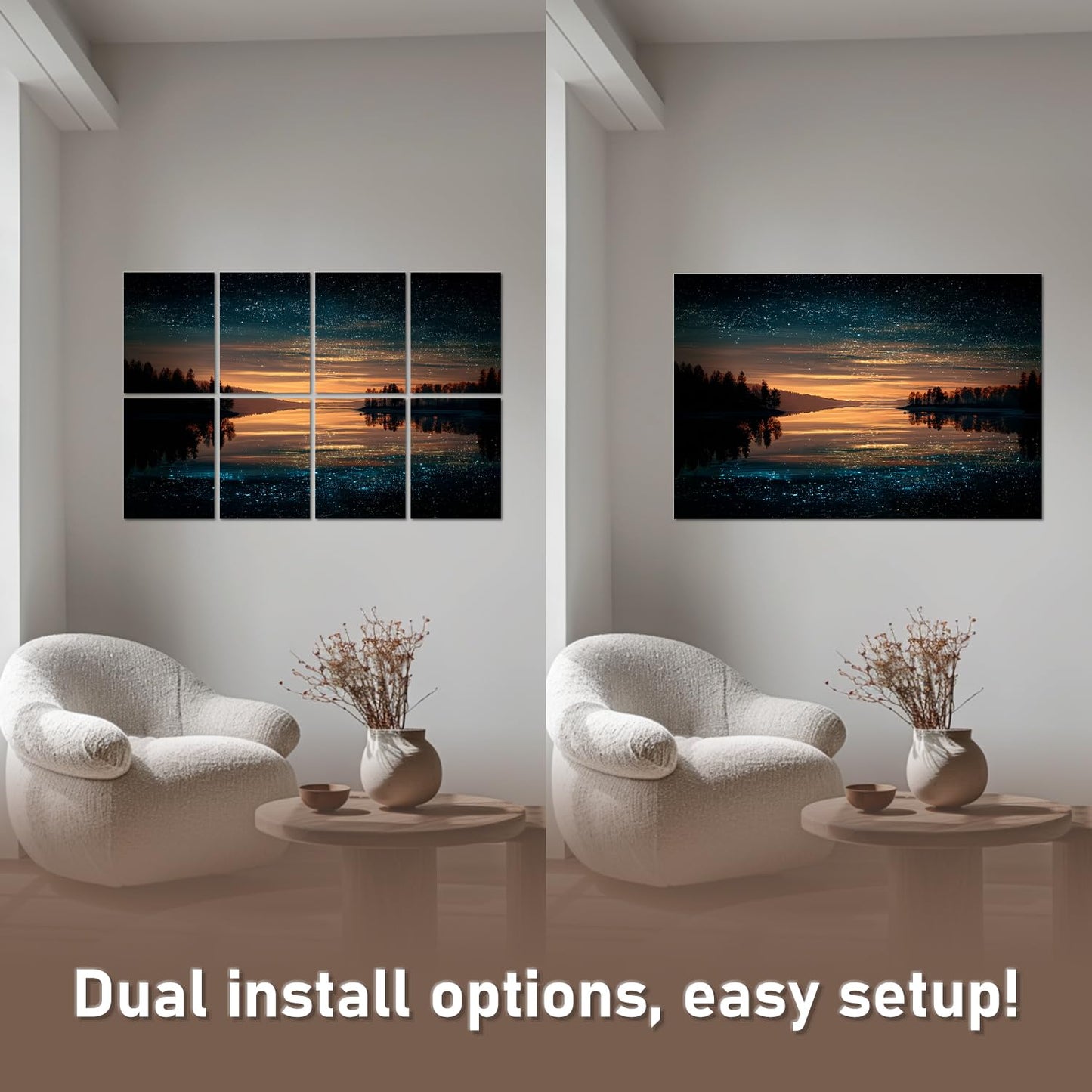 FurnoFlex Art Acoustic Panels Tiles Decorative Room Sound Proof Foam Absorbing Panels Noise Dampening Canceling Reducing Blocker for Walls(Starry Lake)