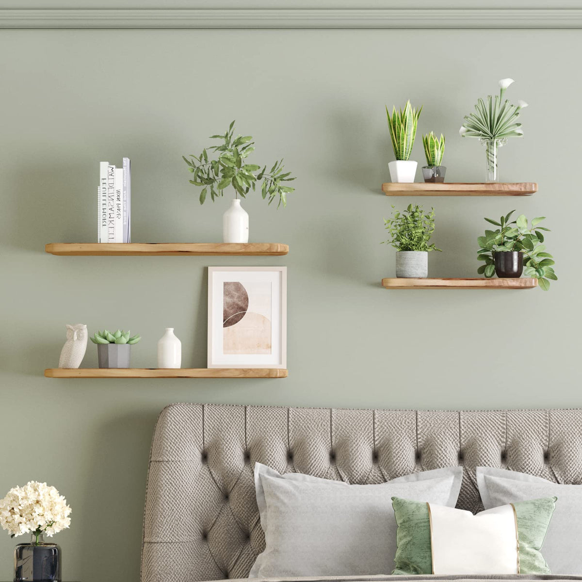 WELLAND 16” Cedar Natural Edge Floating Shelf Set of 2