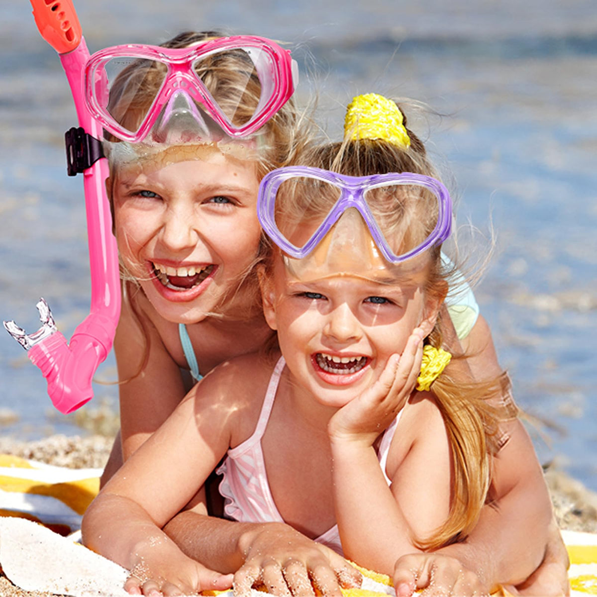 Kids Snorkel Set Dry Top Snorkeling Gear for Kids Youth Boys Girls Junior Age 5-15,Tempered Glass Swimming Diving Mask and Snorkel Set 180 Degree Panoramic View (Light Pink)