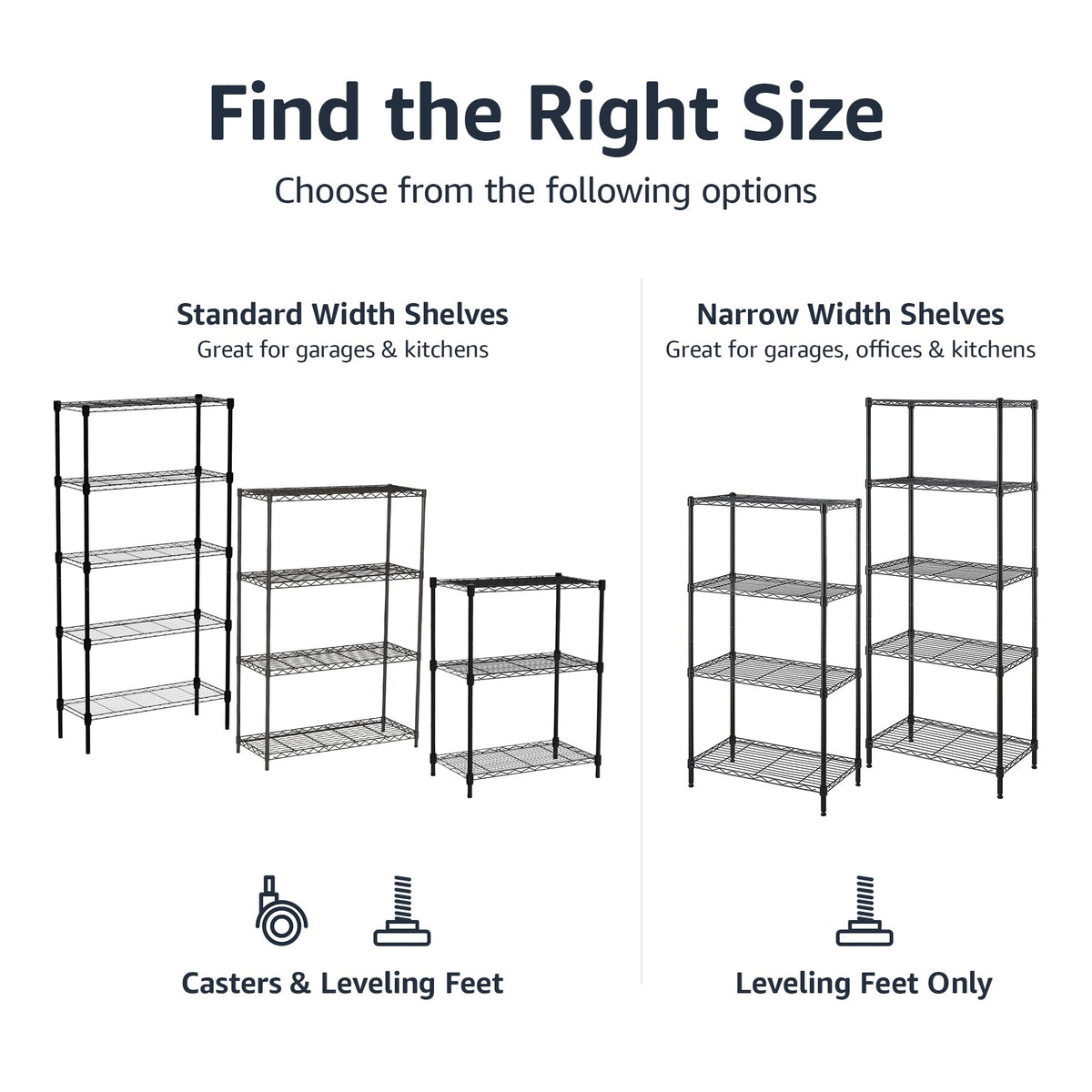 Amazon Basics 3-Shelf Adjustable Heavy Duty Steel Wire Rack Storage Shelving Organizer with Storage Space, Versatility and Ease of Use for Kitchen, Garage, 23.2" L x 13.4" W x 30" H, Black