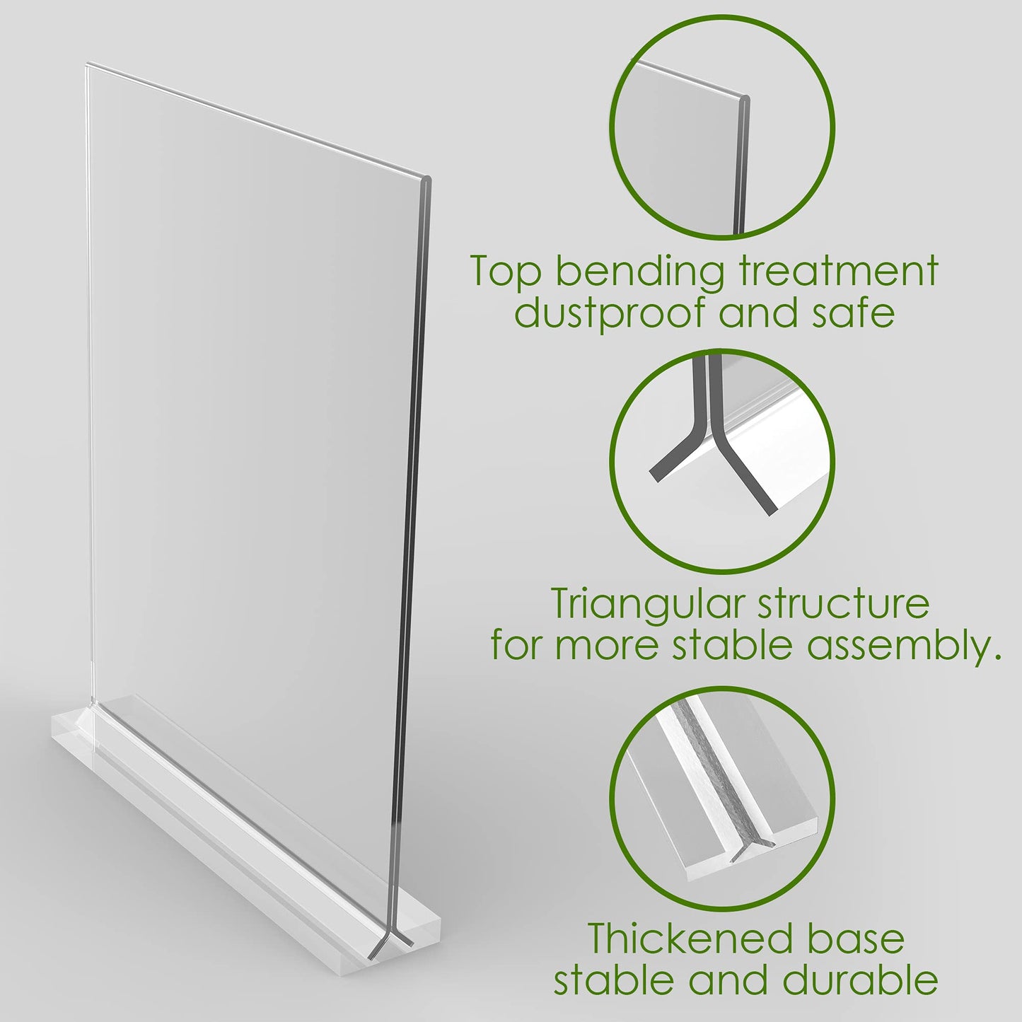 newnewshow Acrylic Sign Holder 8.5x11 Inch 6 Pack Vertical T Shape Double-Sided Desktop Display Holder