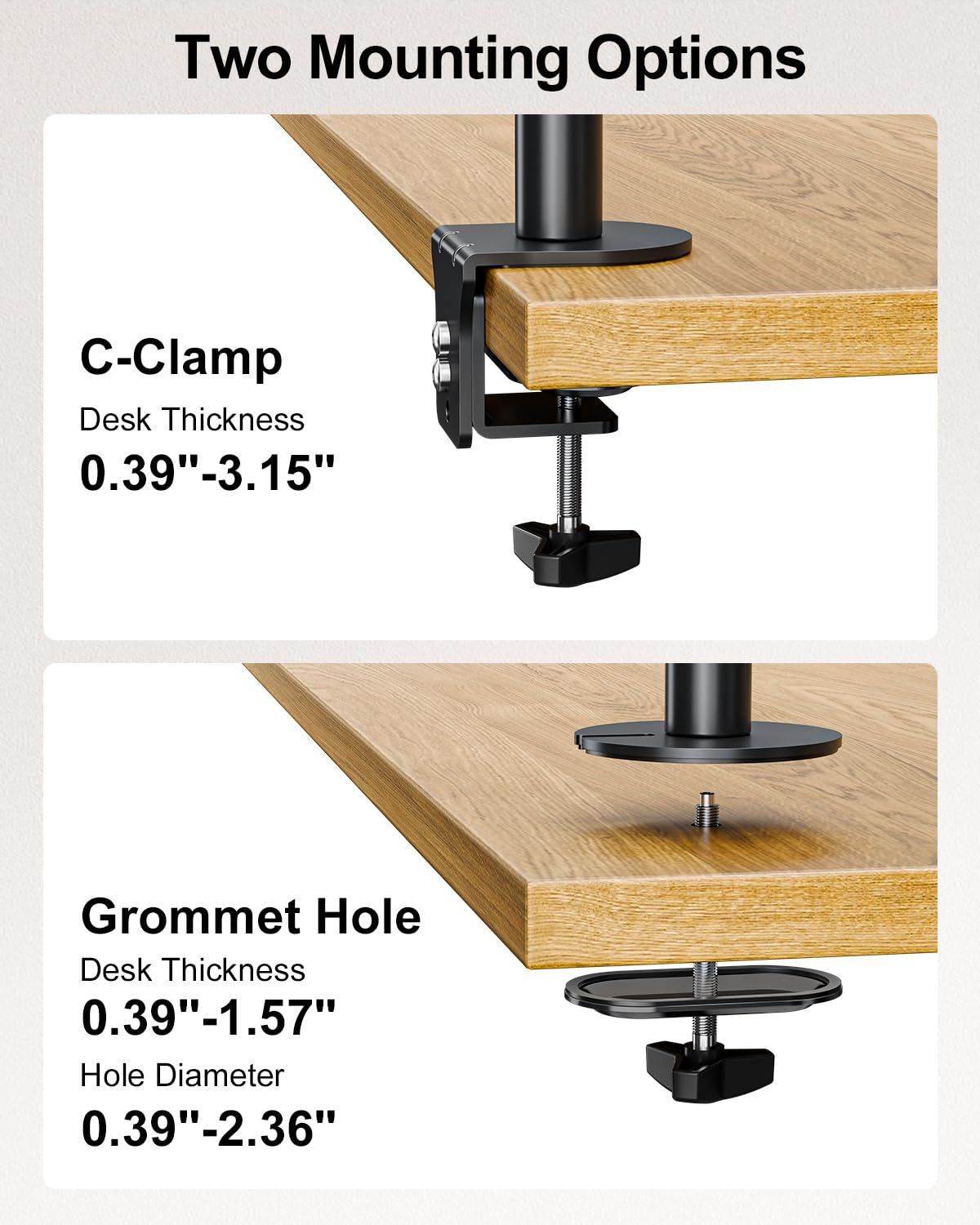 MOUNT PRO Vertical Dual Monitor Stand, Stacked Monitor Mount for 2 Monitors Up to 32 inches, Computer Monitor Arm with Swivel, Tilt, Height Adjustable, Each Monitor Desk Mount Holds up to 17.6 lbs