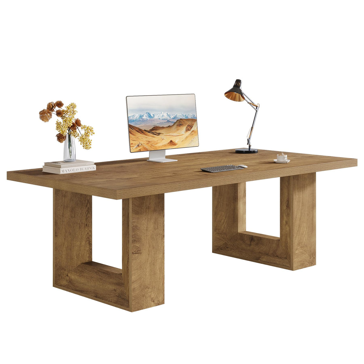 Tribesigns Home Office Desk, 62.99" Large Farmhouse Executive Desk, Computer Table for Office, Conference Room, Study Room (Walnut)