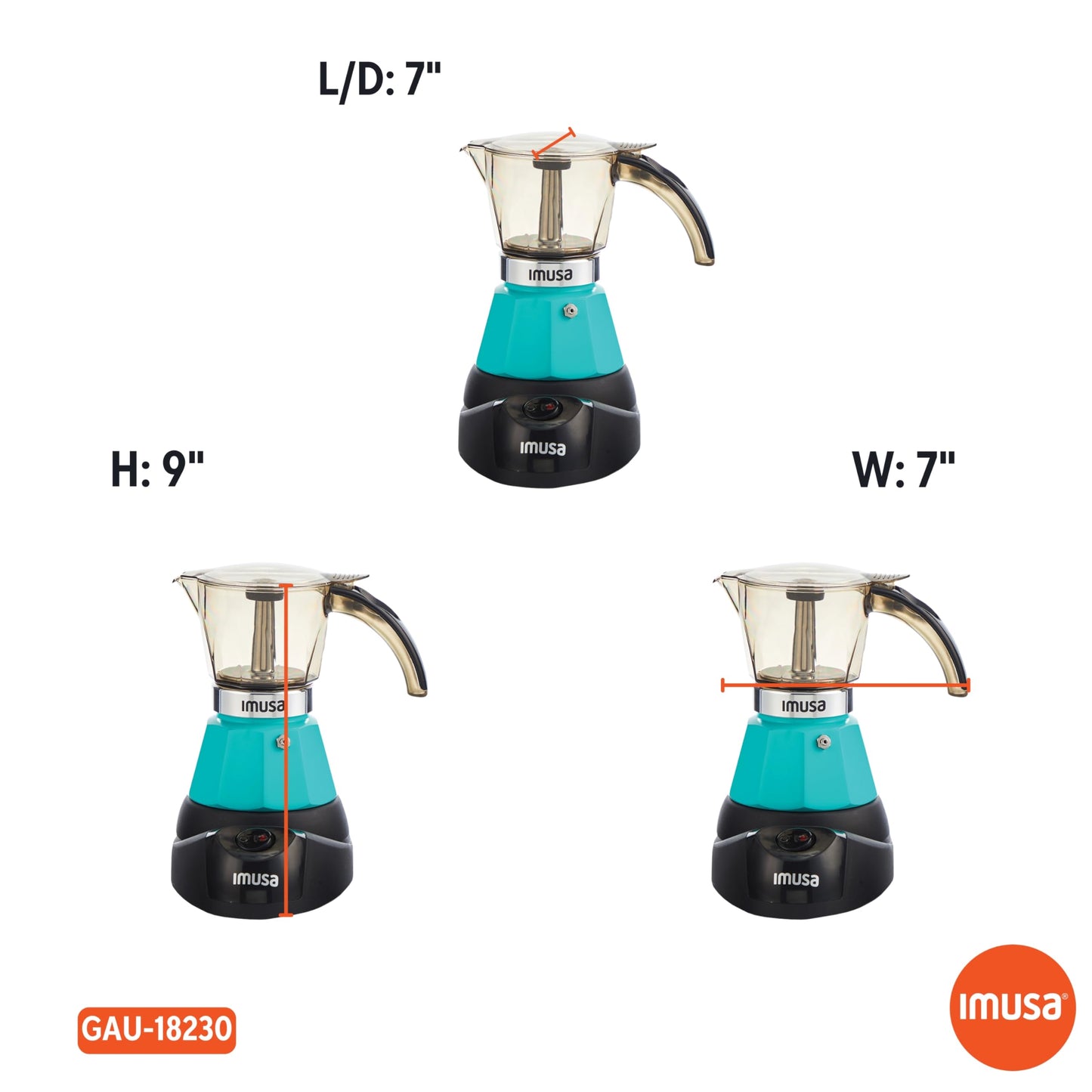 IMUSA 3 or 2cup Electric Espresso Maker, Teal