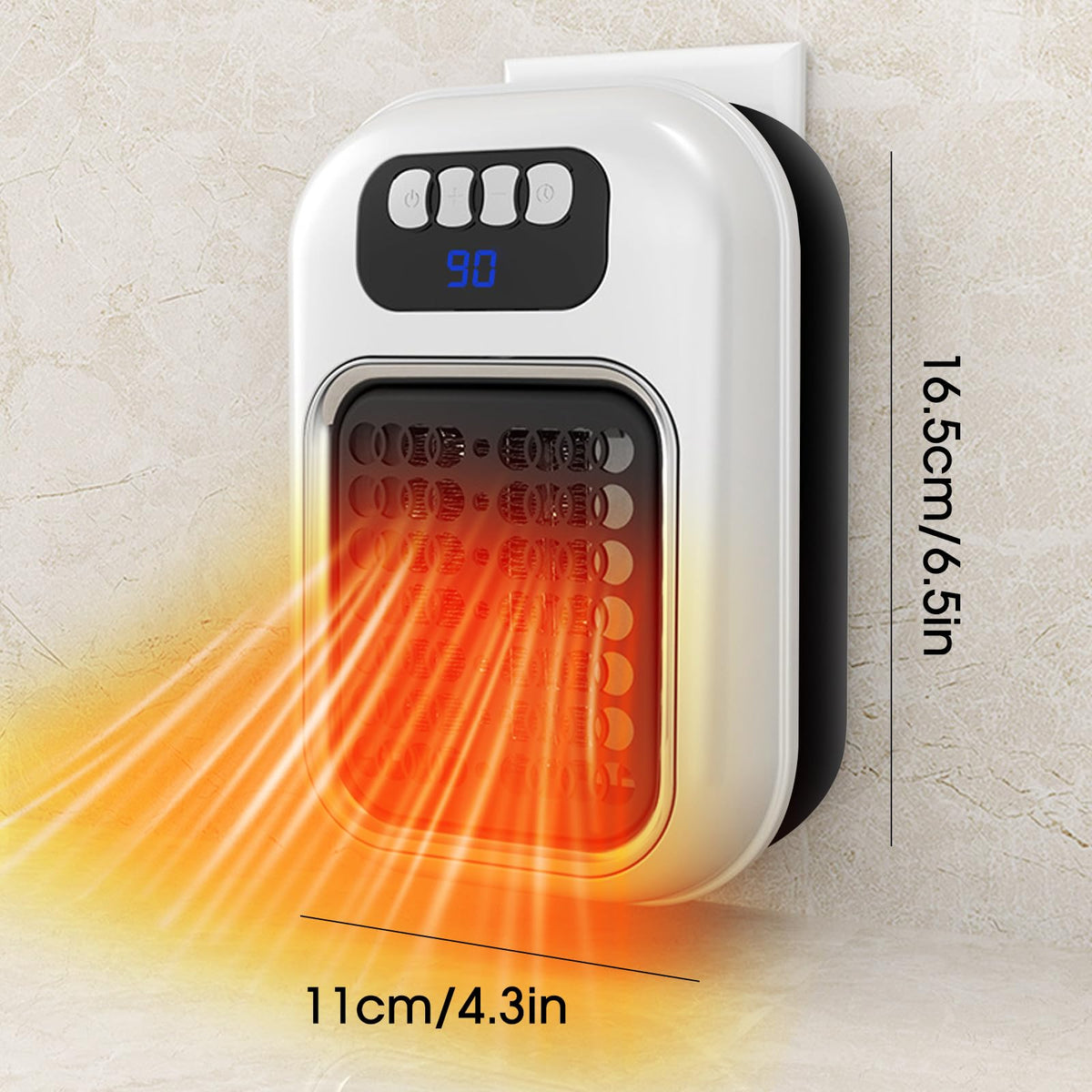 SUIDREAMS 370W Space Heater, Wall Outlet Electric Space Heater as Seen on TV with Timer, Led Display, Adjustable Thermostat, Compact for Office Dorm Room