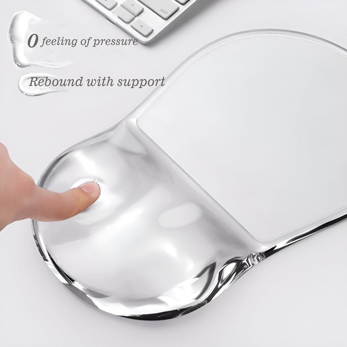 Clear Ergonomic Mouse Pad – Washable & Wipeable Silicone Desk Mat with Wrist Support – Minimalist & Comfortable Design for Premium Workspace Aesthetic Touch-11x3.5inch