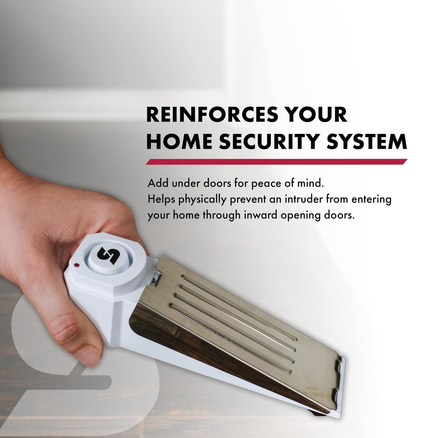 SABRE 120 dB Wedge Door Stop Security Alarm, Extremely Loud Wireless Alarm Siren Audible Up To 1,500 Ft., Non-Skid Pad, Compact Alarm Great for Home, Travel, Apartment or Dorm