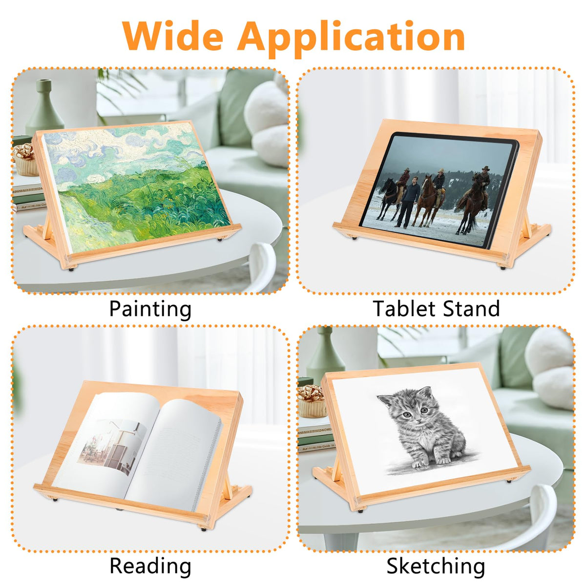 2PCS Tabletop Easel for Painting 17.7"x11.8" Adjustable Angle Portable Easel Tabletop Wooden Easel Stand for Canvas Book Artwords Display