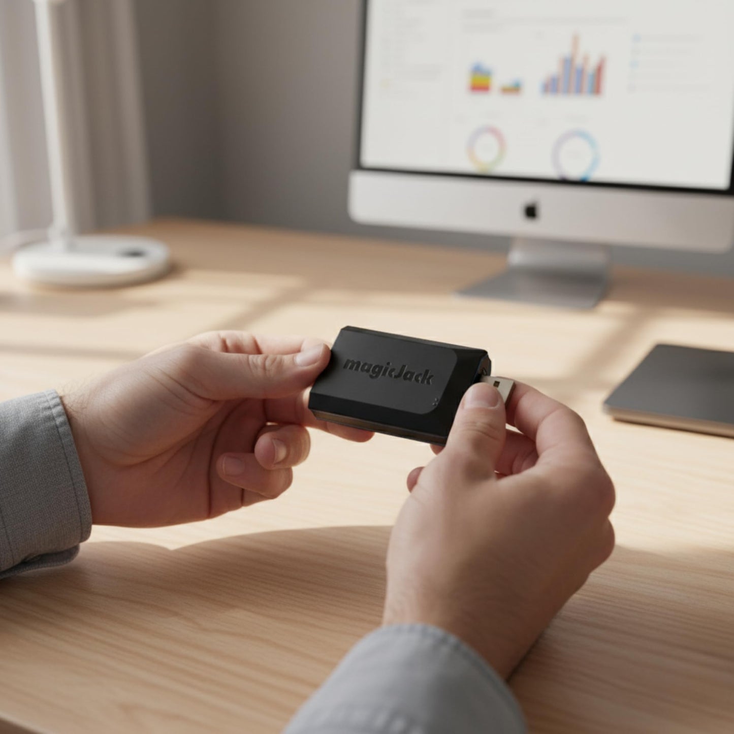 magicJack VOIP Phone Adapter - Unlimited Calls to US & Canada, No Monthly Bill, Portable Internet Phone with App, magicIN™ & magicOUT™ Service