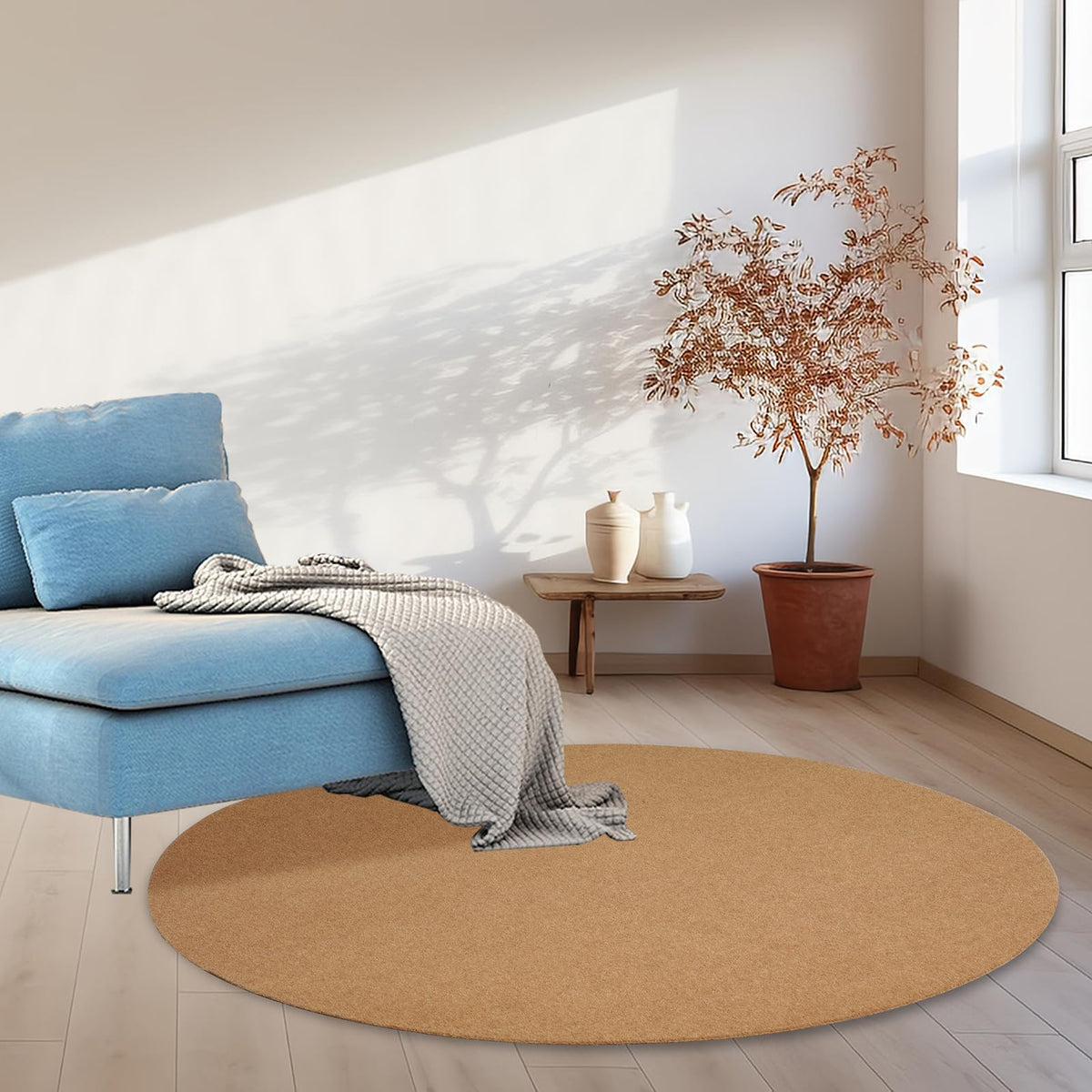 Office Chair Mat for Low Flat Pile Carpet/Hardwood Floor, Round 39"x39" Non-Slip & Noise Reducing Carpet Floor Protector Mat (Coffee Brown)