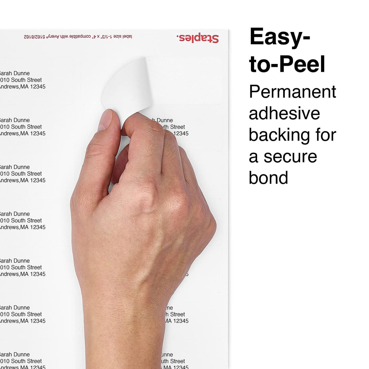 Staples 1-1/3" x 4" Address Labels, White – Printable Laser & Inkjet Mailing Labels, 14 Labels per Sheet