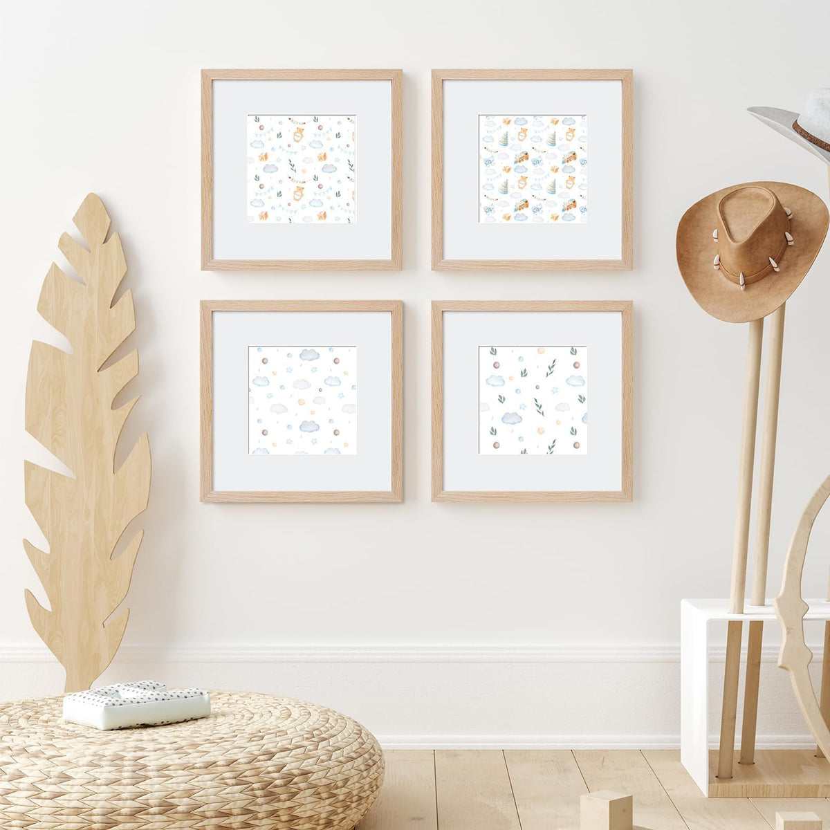 puthiac 10x10 Solid Oak Wood Picture Frame, Fits 6x6 with Mat or 10x10 Without Mat, Wall Display Only, Plexi Front, 1 Pack, Natural Oak