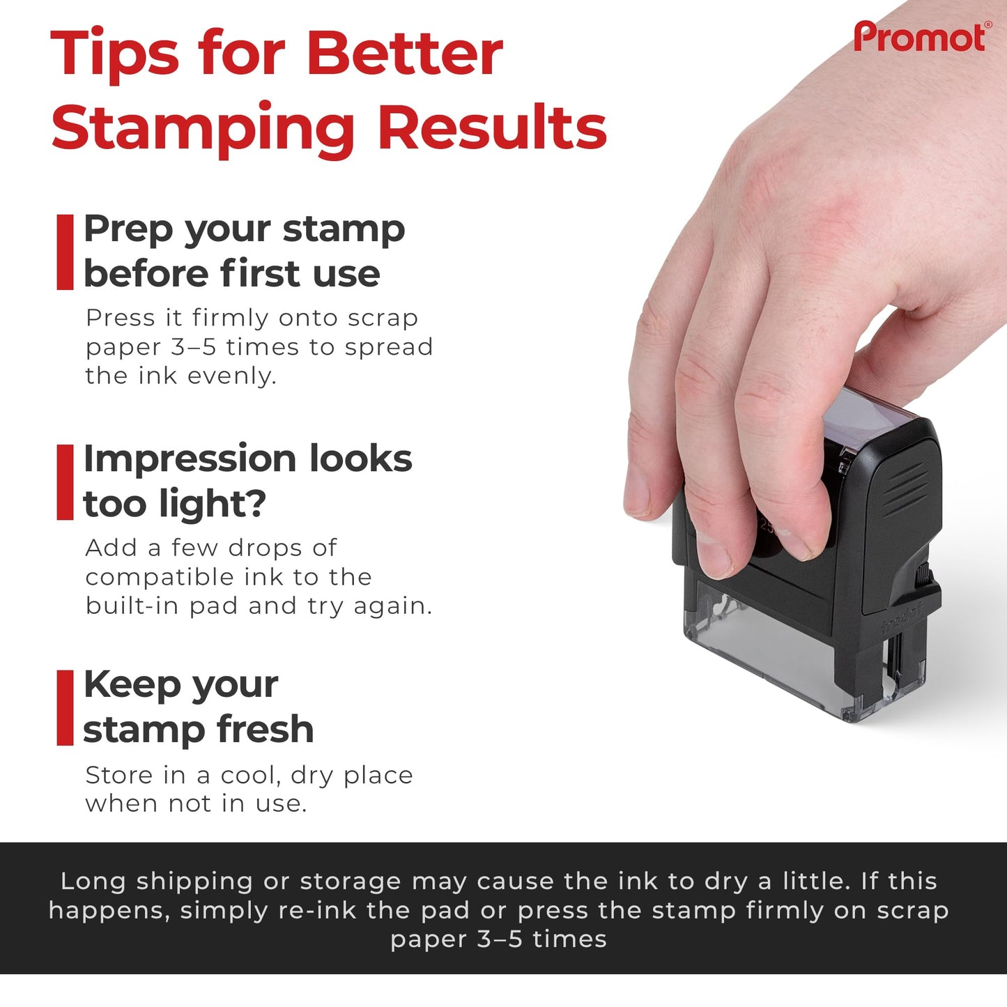 Promot Self Inking Custom Stamp - Up to 4 Lines of Personalized Text, Customized Address Stamp with Easy to Change Ink Cartridge (Medium)