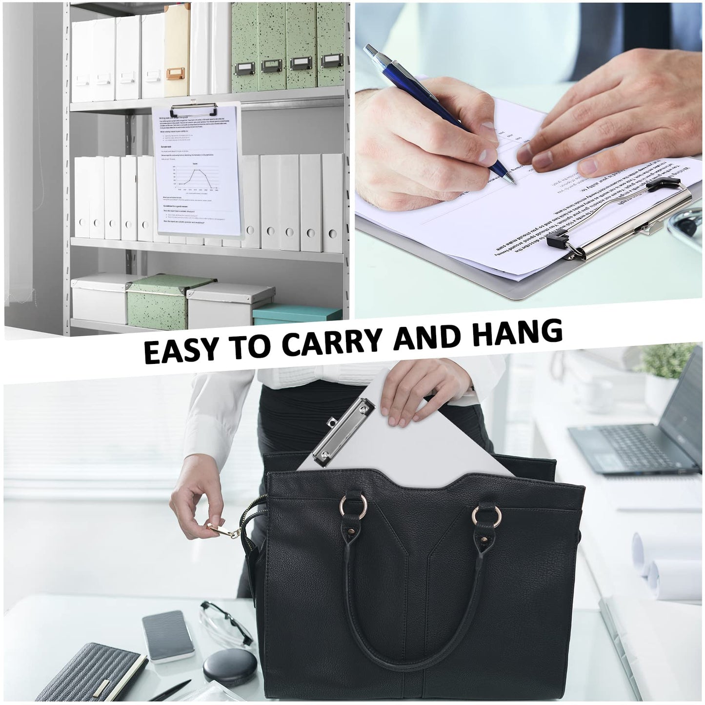 Epakh 4 Pieces Clipboard Bulks Metal Clipboard Aluminum Office Low Profile Clip Standard A4 Letter Size Metal Clip Board, Size 12.5 x 9 Inch