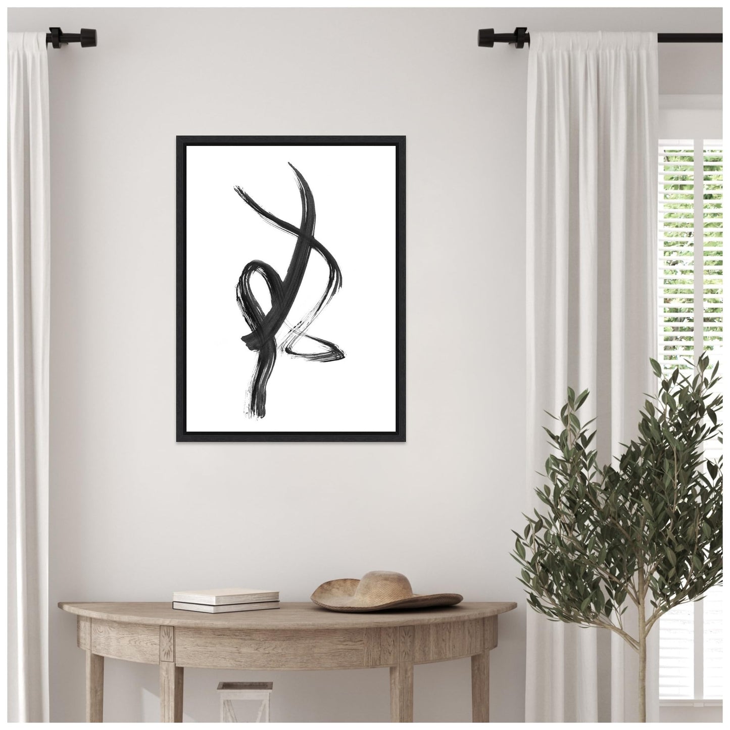 Amanti Art Framed Canvas Wall Art 24x18 Brush Stroke No. 1 FramedWall Art Canvas, Abstract Artwork, Modern Decor, Medium Poster for Living Room, Bedroom, Bathroom, Kitchen, Office