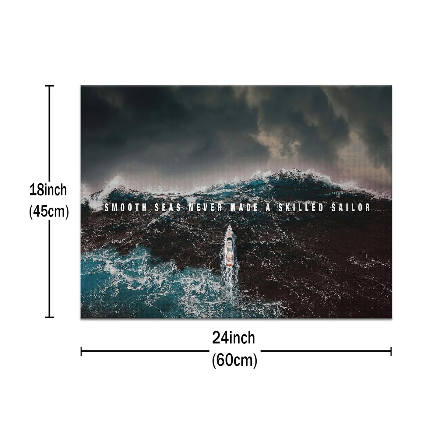 PSYYSP Skilled Sailor Nautical Motivational Wall Decor Framed Ocean Storm Canvas Art Inspirational Sea Quote Poster for Executive Office Modern Living Room Maritime Artwork 24x18 Inch