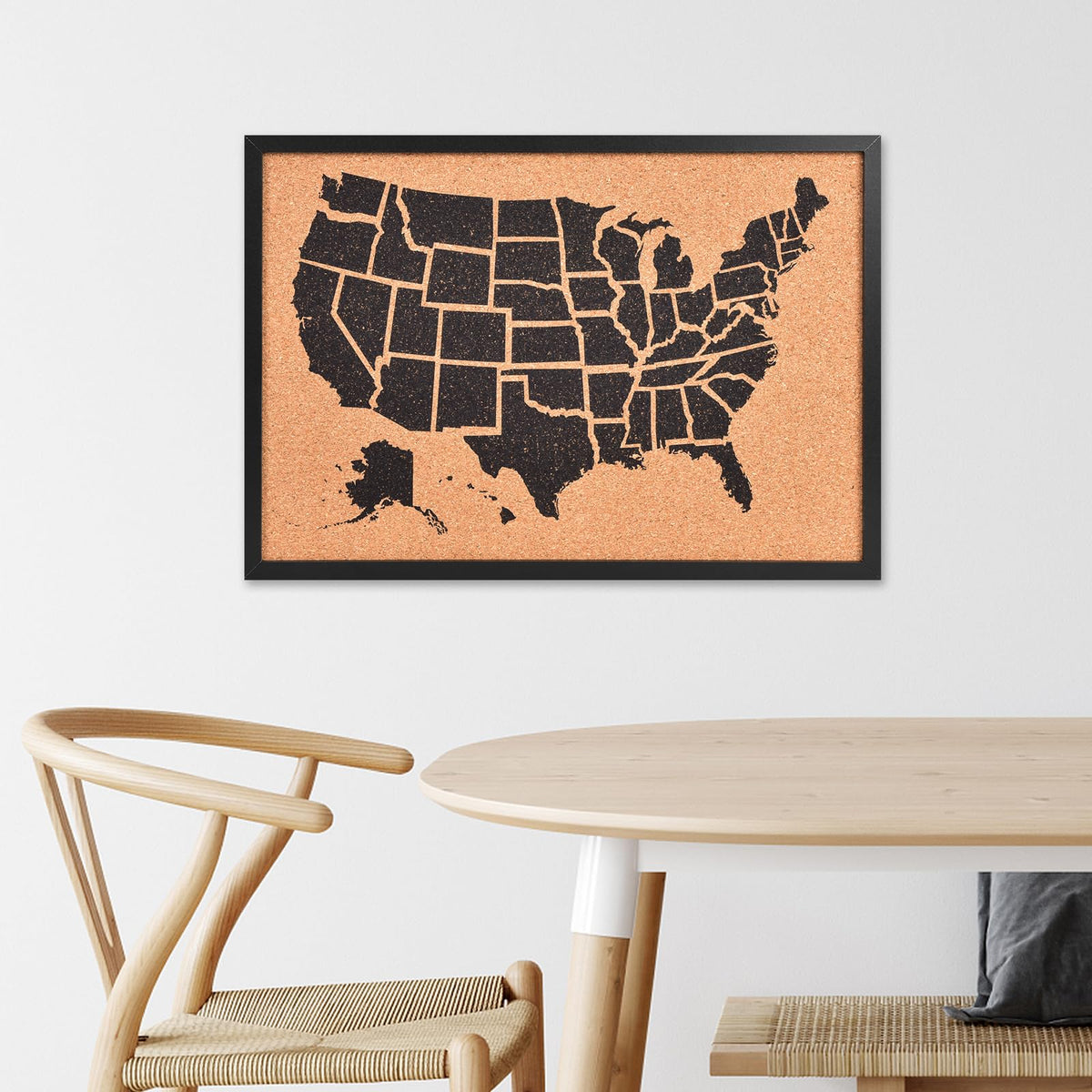 Aitakatta Cork Board United States MAP, USA Travel Tracker Map Bulletin Board, 30x20 Inches Pin Board, Classroom Geography & Home Decor, Corkboard with Push Pins(BK-US-MAP,5075,1p)