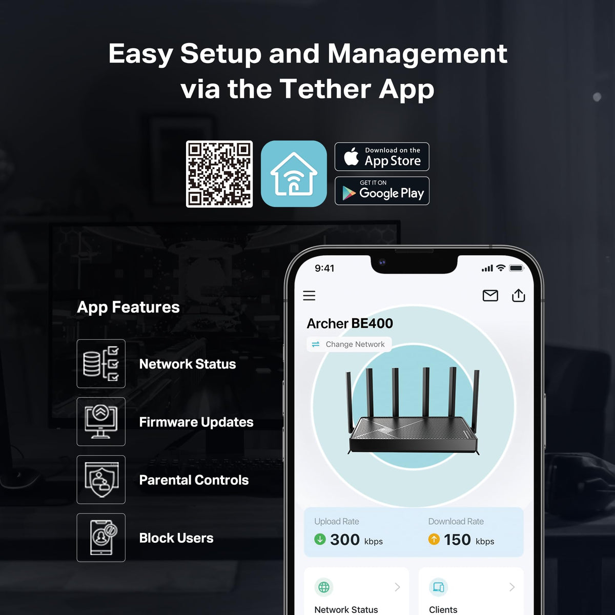 TP-Link BE6500 Dual-Band WiFi 7 Router (BE400) โ Dual 2.5Gbps Ports, USB 3.0, Covers up to 2,400 sq. ft., 90 Devices, Quad-Core CPU, HomeShield, Private IoT, Free Expert Support