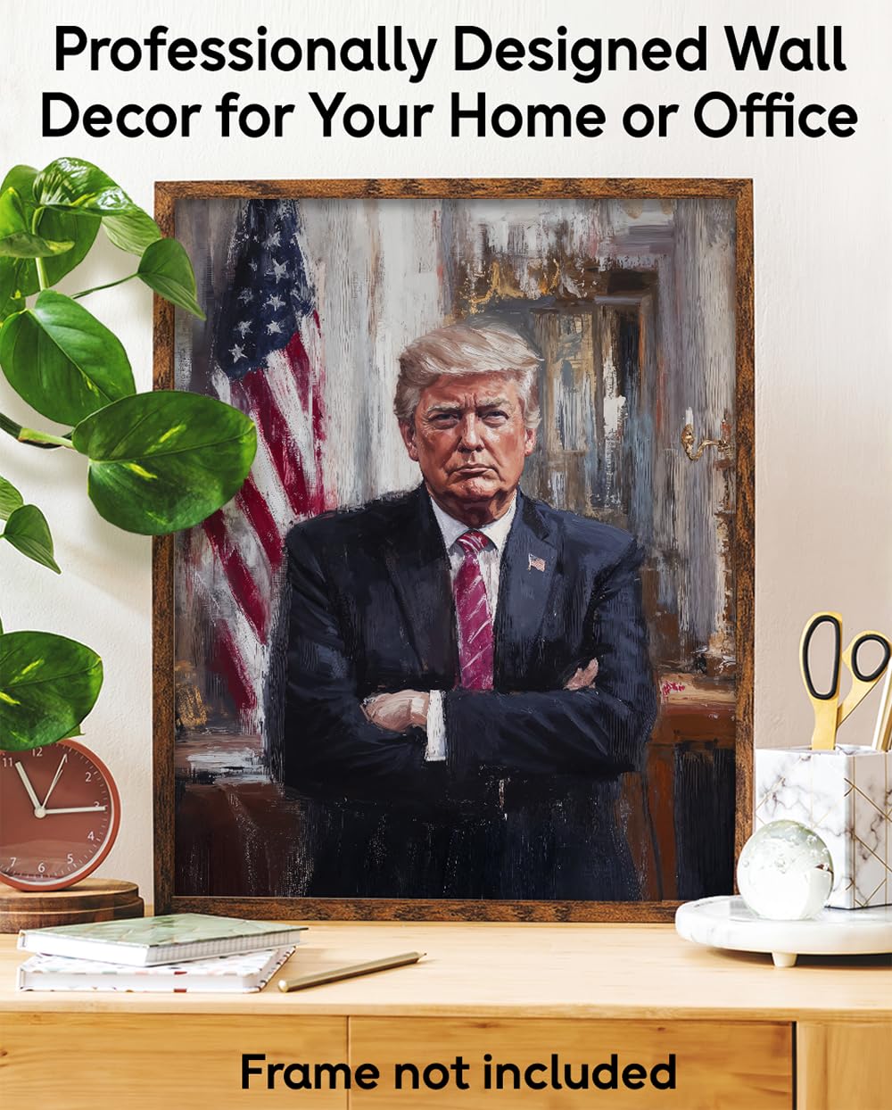 Commander in Chief - Painterly Portrait of Donald Trump 11x14 Unframed Print, Classic Trump Leadership Poster, Patriotic Trump Wall Decor, Political Office Wall Art, Gifts for Trump Supporters