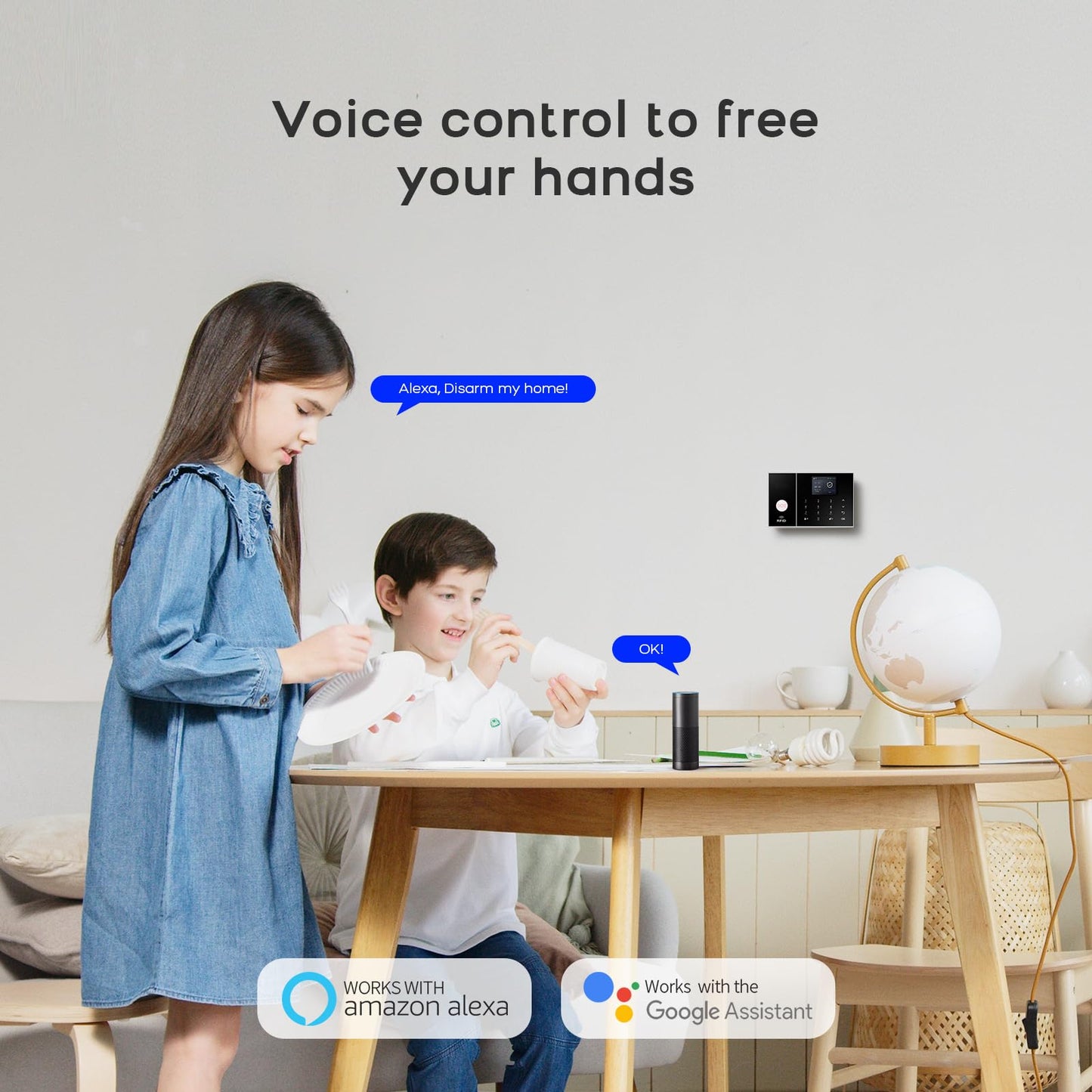 PGST Home Security Systems for House, Wireless Home Security Alarm System, Door/Window Sensor Motion Sensors with App Alert, WiFi+GSM 4G Home Alarm System No Subscription(103-C)