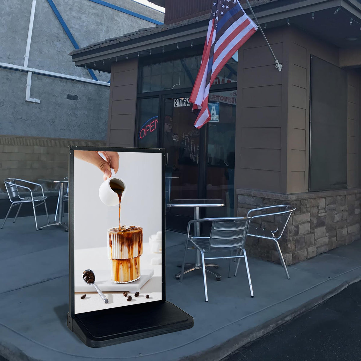 4U Media&Displays Outdoor Banner Stand Board Sign Holder Stand Display with Water Refillable Base -- 23 ½"x35 ½ (NEW A-Frame) with Wheels