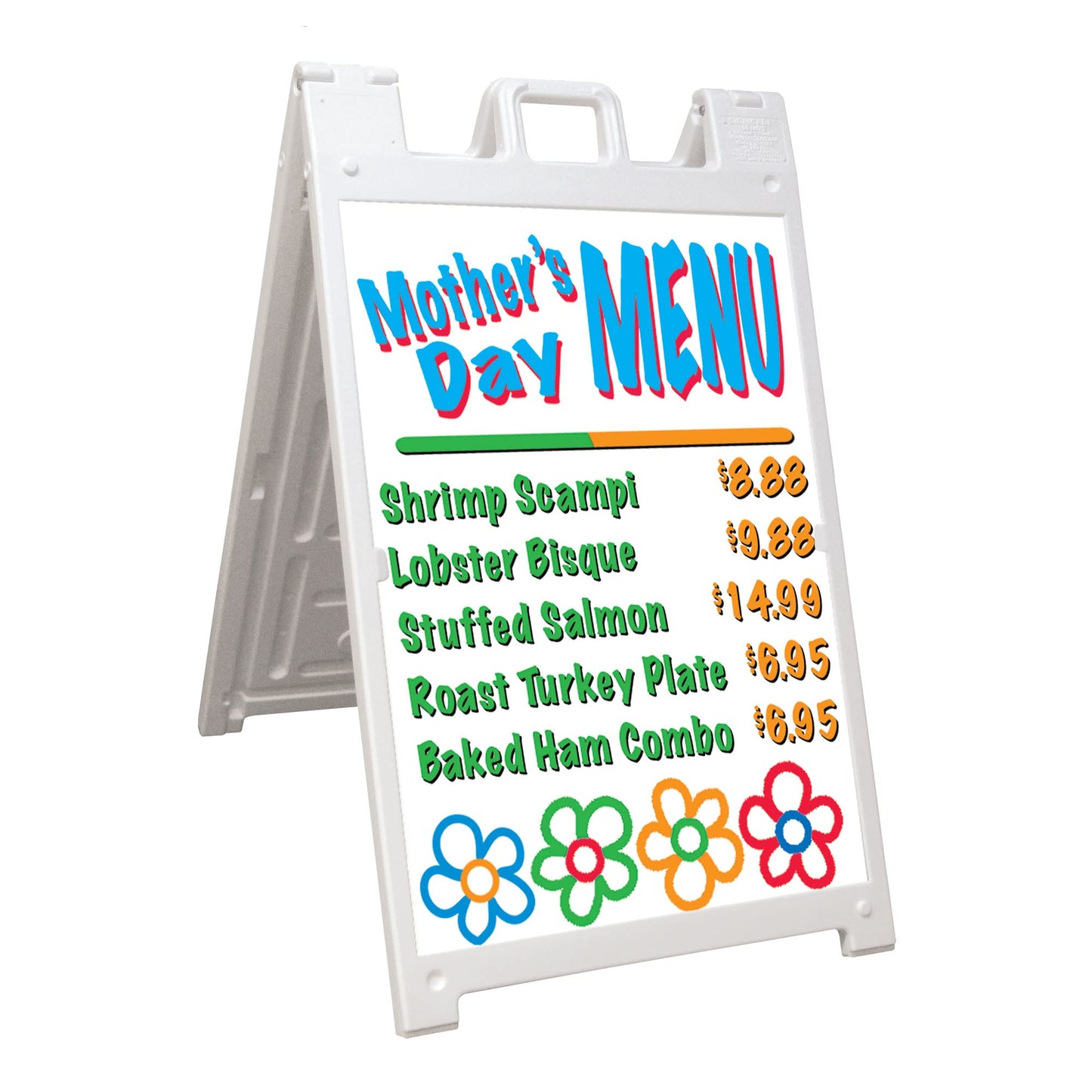 Plasticade Signicade Deluxe A Frame Sidewalk Curb Sign Portable Folding Double Sided Display with Quick Change System for Store Signs, White