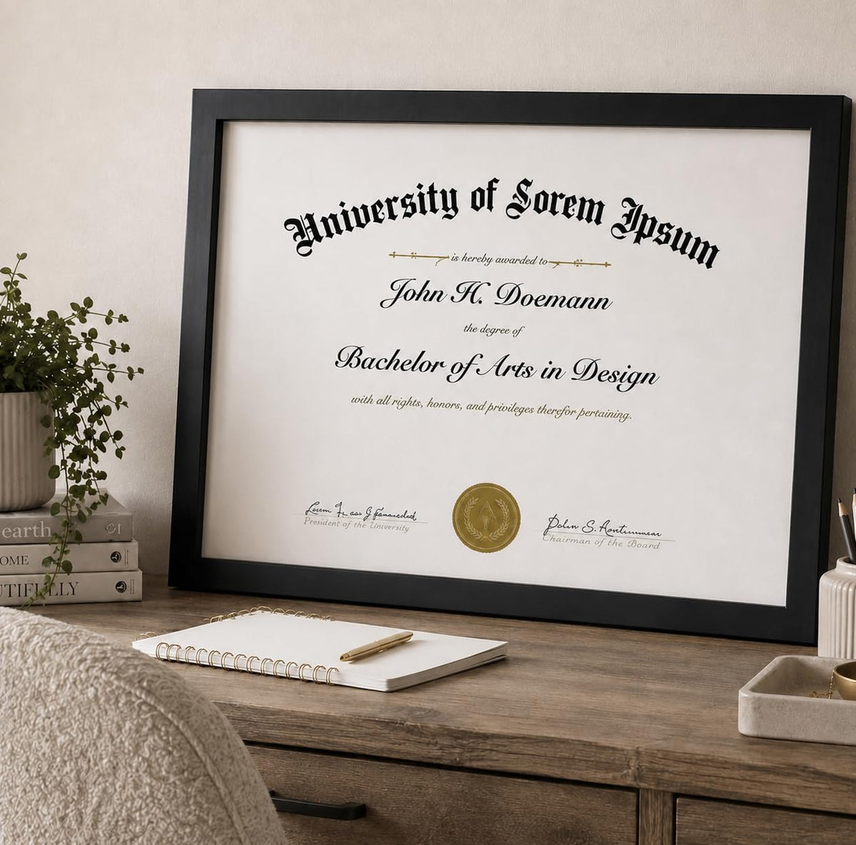 Americanflat 8.5x11 Diploma Frame with Shatter-Resistant Glass - Document Frames with Engineered Wood - Legacy Collection - Certificate Frame for Tabletop and Wall Display - Black