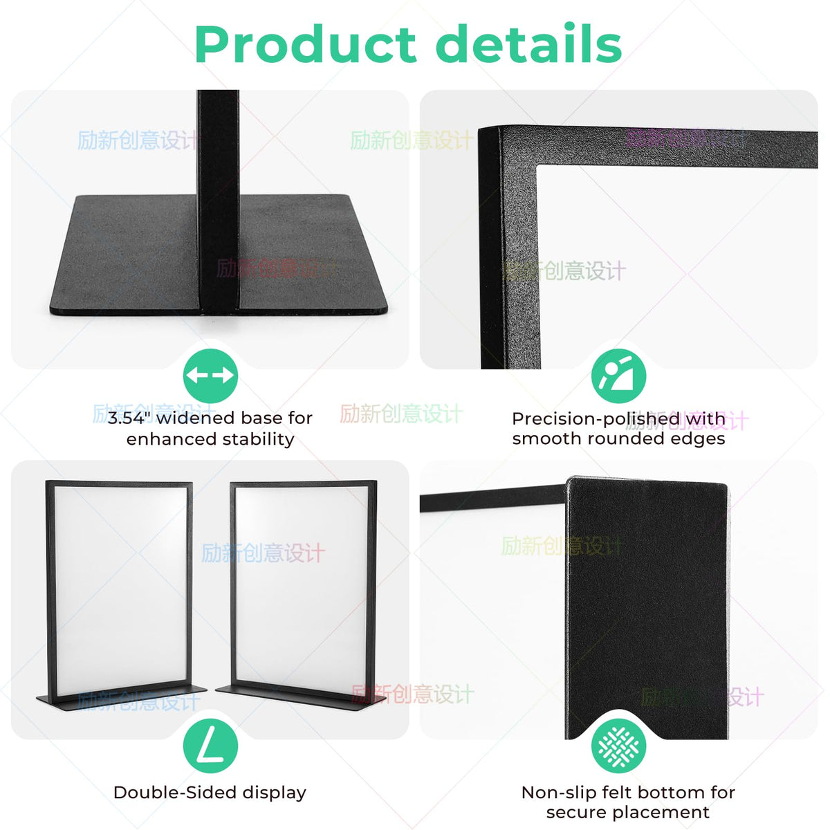 PUEGA 2pack Tabletop Metal Sign Holder, 8.5"x11" Stainless Steel Double Sided T Shape Menu Display Stand for Office Store Restaurant Hotels