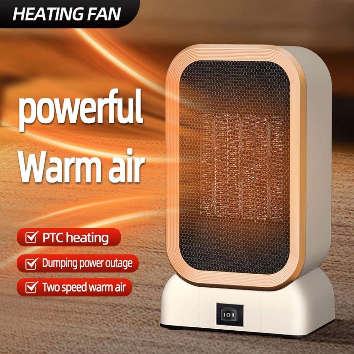 Space Heater for Indoor Use, 1000 Watts High Output & 2 Speeds, Electric Small Heater for Office Desk Home (White) (White)