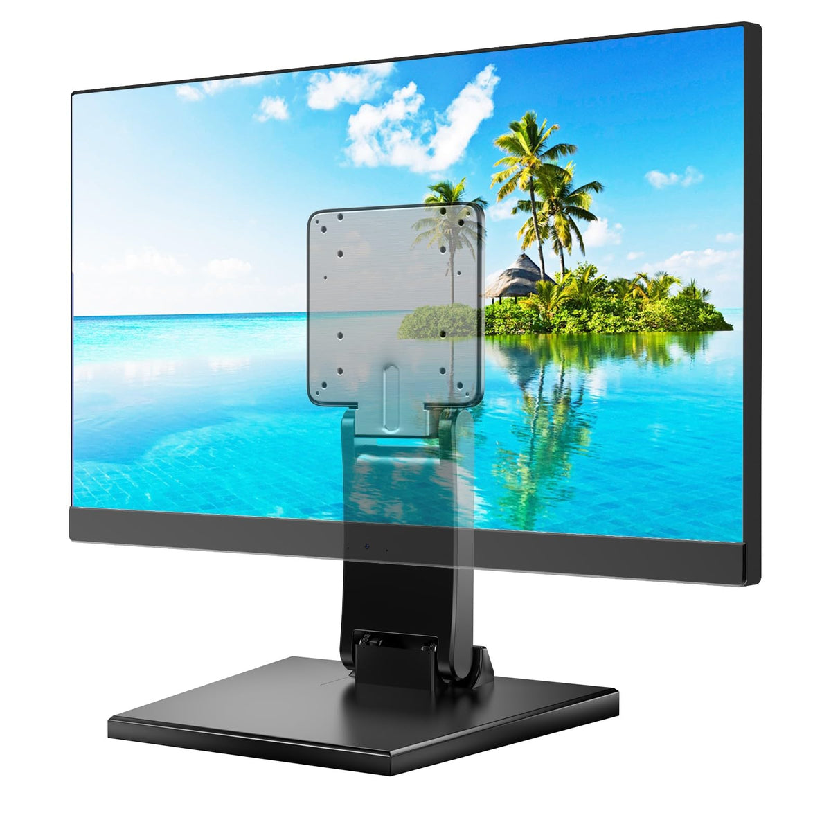 Jakeko Lay Flat Low Profile Monitor Stand - for 14-24" Screens Ergonomic Adjustable Desktop Mount with 100x100mm Compatibility - Steel