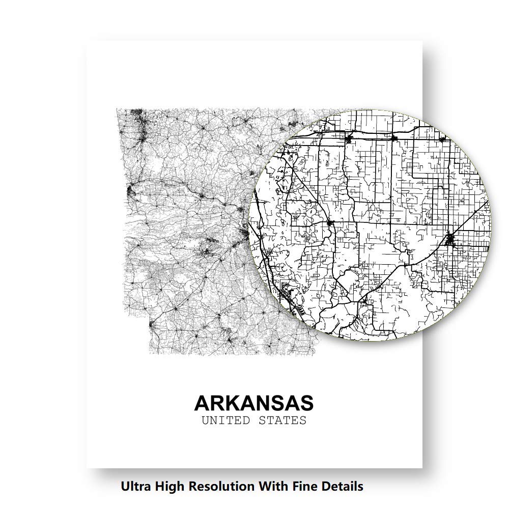 Eleville 11X14 Unframed Arkansas United States Country View Abstract Road Modern Map Art Print Poster Wall Office Home Decor Minimalist Line Art Hometown Housewarming wgn163
