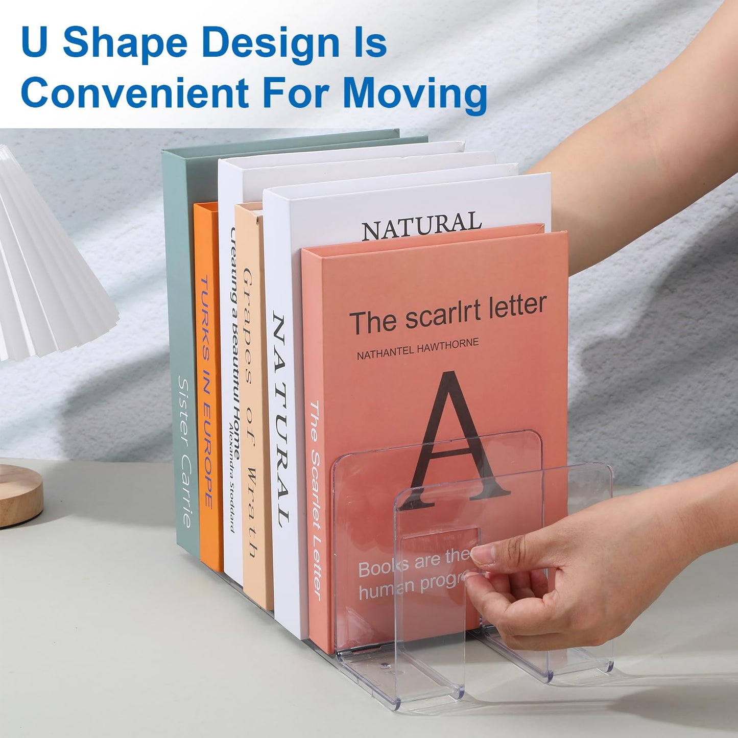 4 Pack Clear PVC File Sorter, Desktop Organizer Holder for Books, Magazines, Purses, Mail & Office Supplies, 4-Section Document Letter Stand Rack