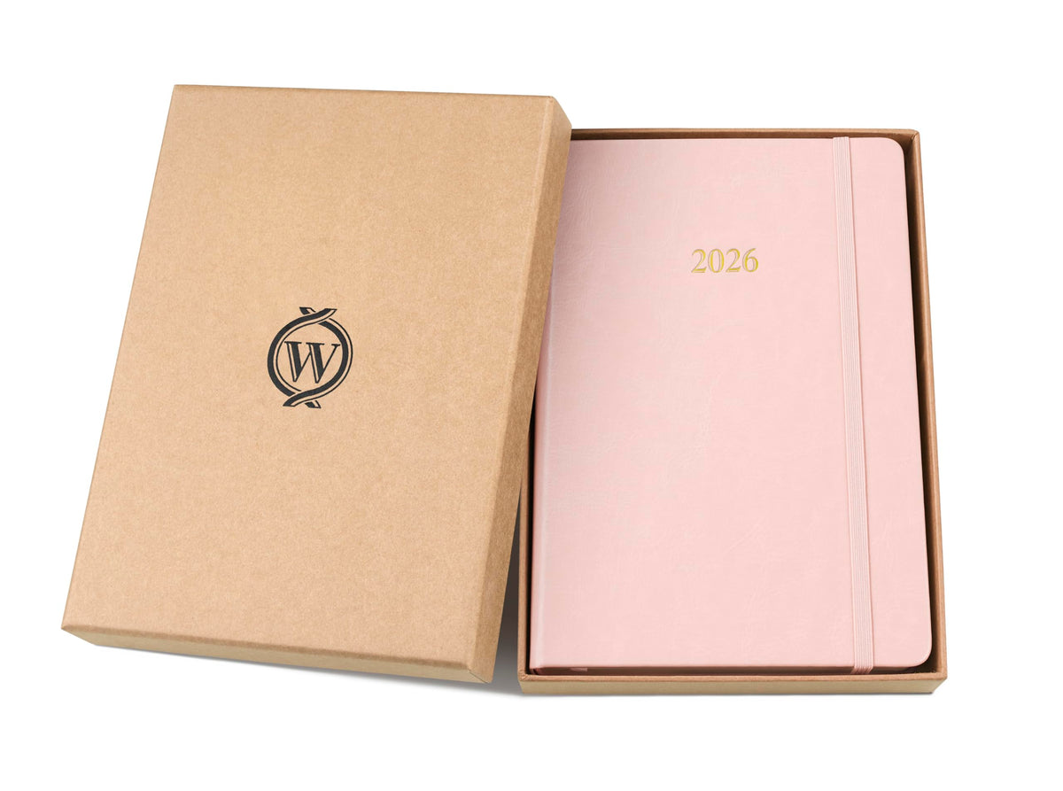 Wykeham's Executive 2026 Daily Journal Planner – US Public Holidays & Format – Customization Available (Rose, 8.5"×5.5")