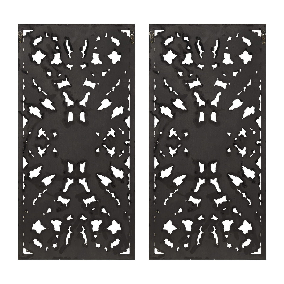 Madison Park Wall Art Living Room Décor - Floral Antiqued Wooden Carving Wall Decor Panel, Silver Embellished, Ready to Hang Wall Decor for Bedroom, 15.75"W x 31.5"L x 0.59"D, Bronze, 2 Piece