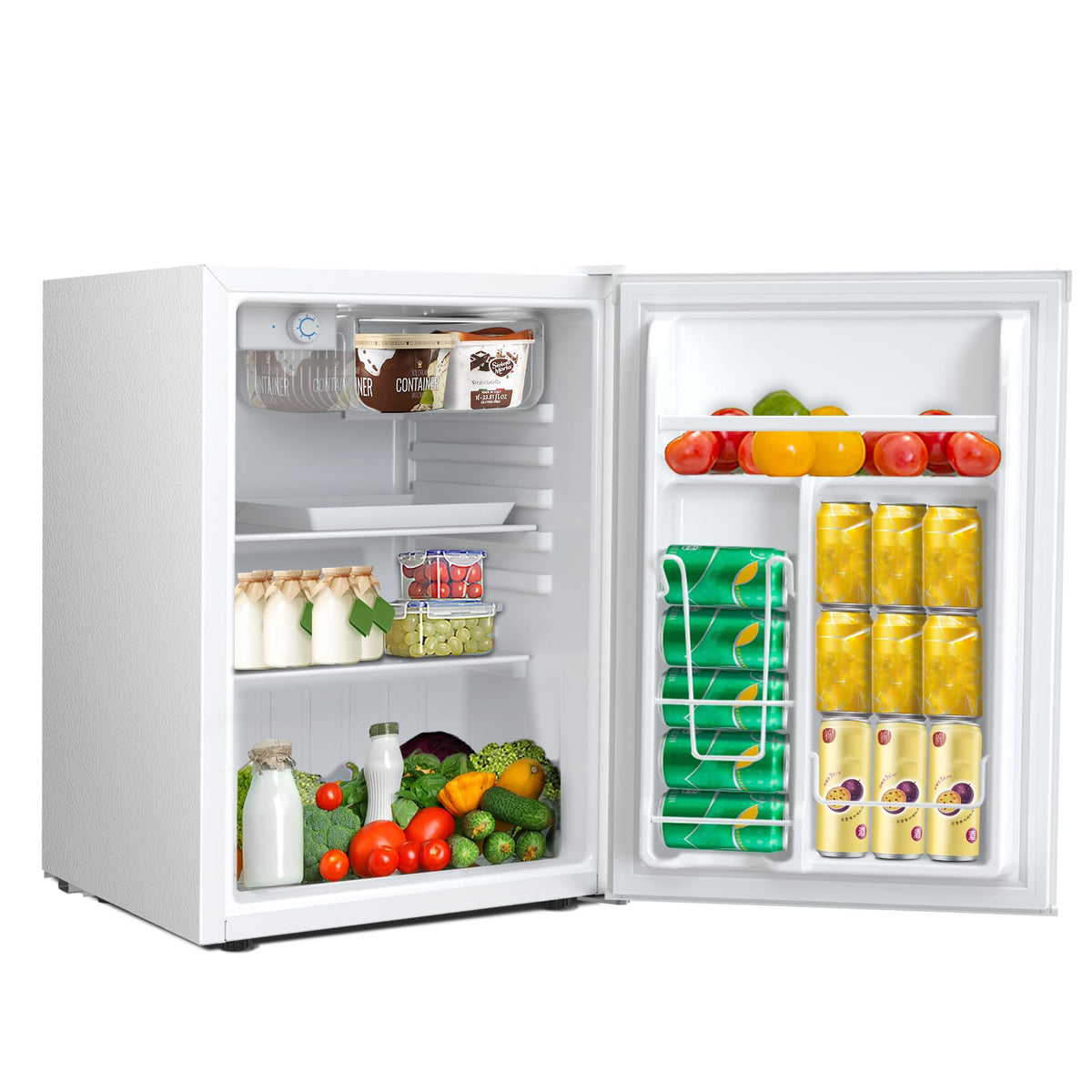 Electactic 2.56 Cu.ft Compact Refrigerator with Reversible Single Door, WHITE