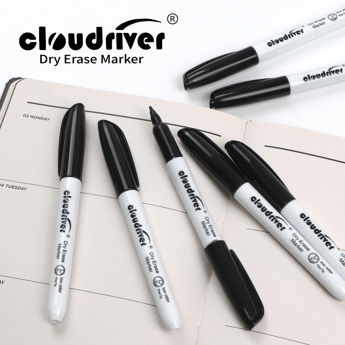 cloudriver Dry Erase Markers Ulta Fine Tip, 72 Pack Black Whiteboard Marker, 0.7mm, Low Odor, For Office And Home