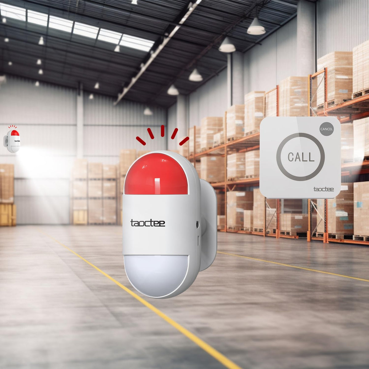 taoctee Panic Button Alarm for House Remote Control Strobe Siren Alarm System Sound & Light Emergency Panic Button for Security,Elderly,Office (Battery Operated&USB Charging)